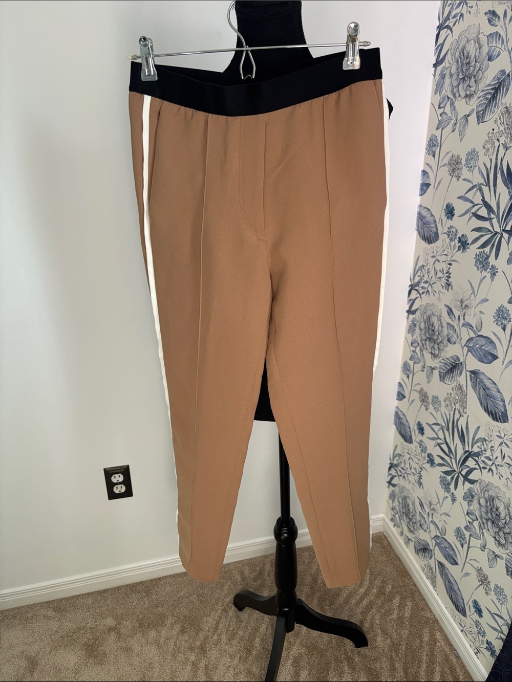 Sandro Women's Tan Side-Stripe Ponte Pants size 2